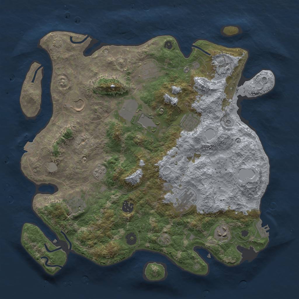 Rust Map: Procedural Map, Size: 3750, Seed: 84706865, 17 Monuments