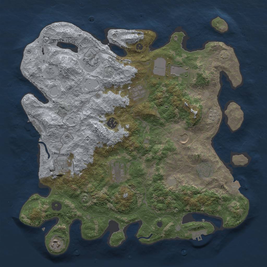 Rust Map: Procedural Map, Size: 3950, Seed: 79315096, 18 Monuments