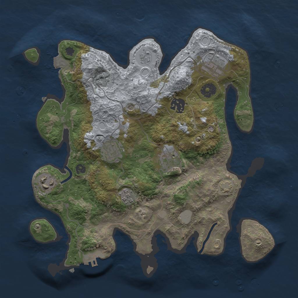 Rust Map: Procedural Map, Size: 3000, Seed: 1565891979, 13 Monuments