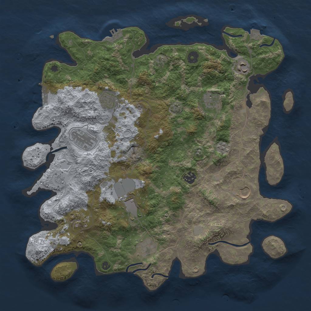 Rust Map: Procedural Map, Size: 3900, Seed: 58655806, 18 Monuments