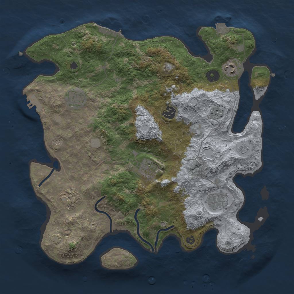 Rust Map: Procedural Map, Size: 3450, Seed: 61637324, 15 Monuments