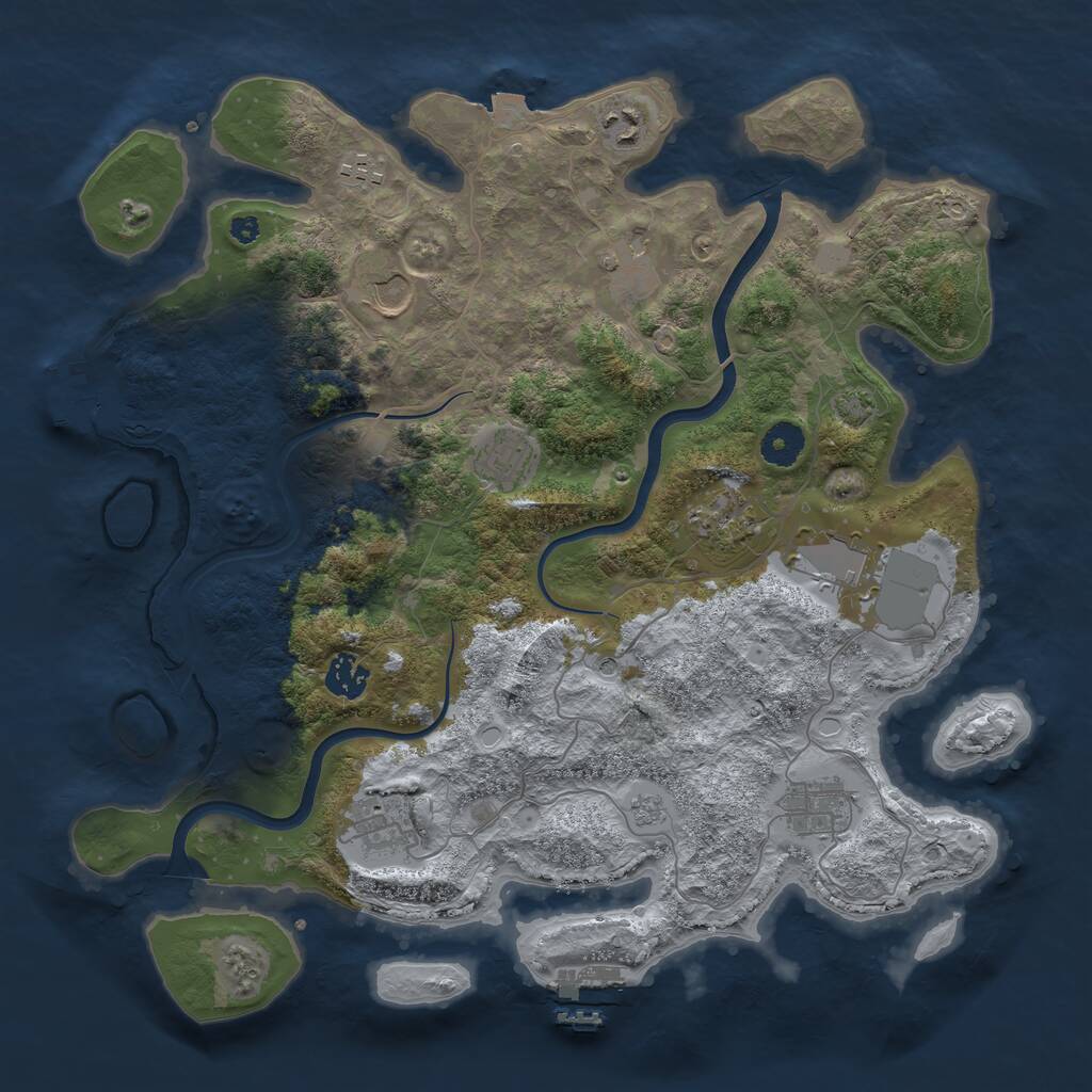 Rust Map: Procedural Map, Size: 3800, Seed: 58342826, 16 Monuments