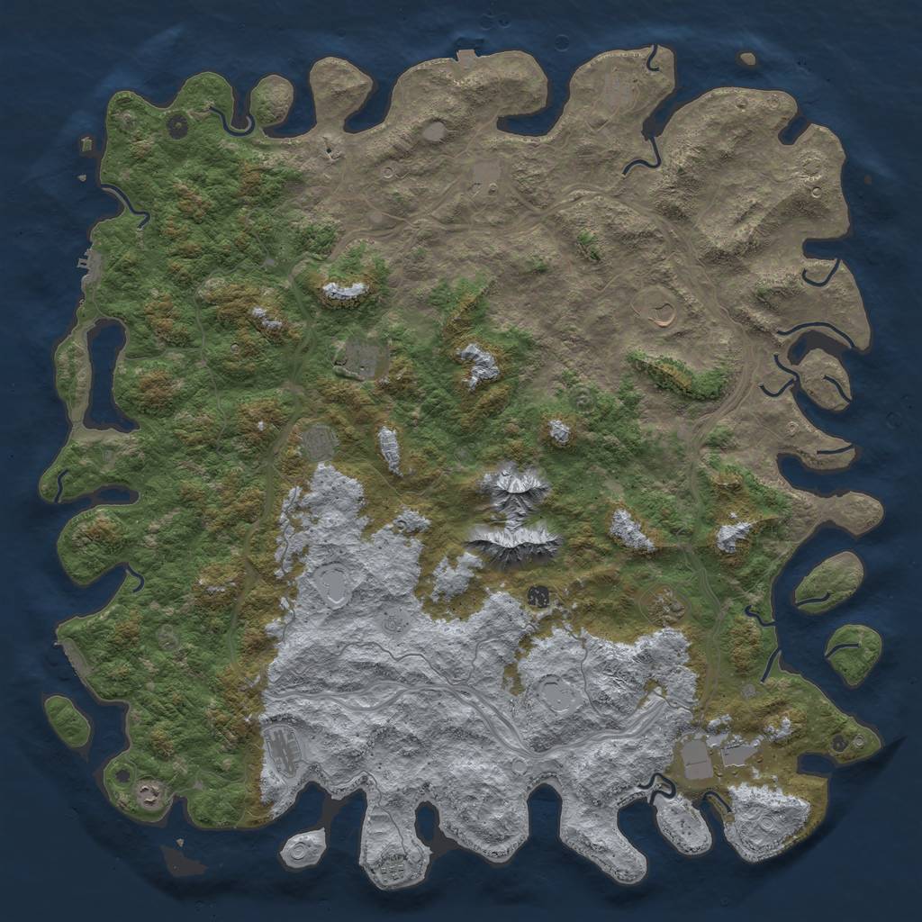 Rust Map: Procedural Map, Size: 6000, Seed: 1120535500, 19 Monuments