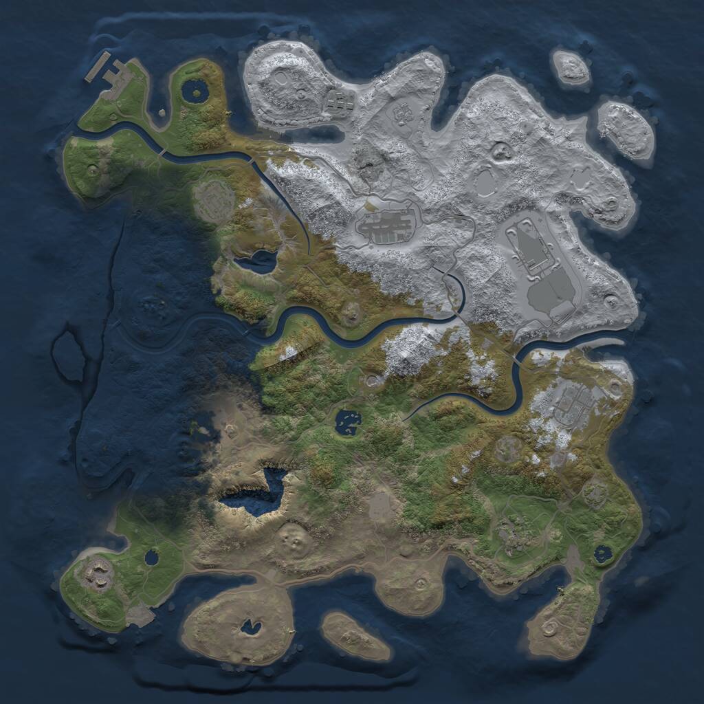 Rust Map: Procedural Map, Size: 4000, Seed: 83615436, 14 Monuments