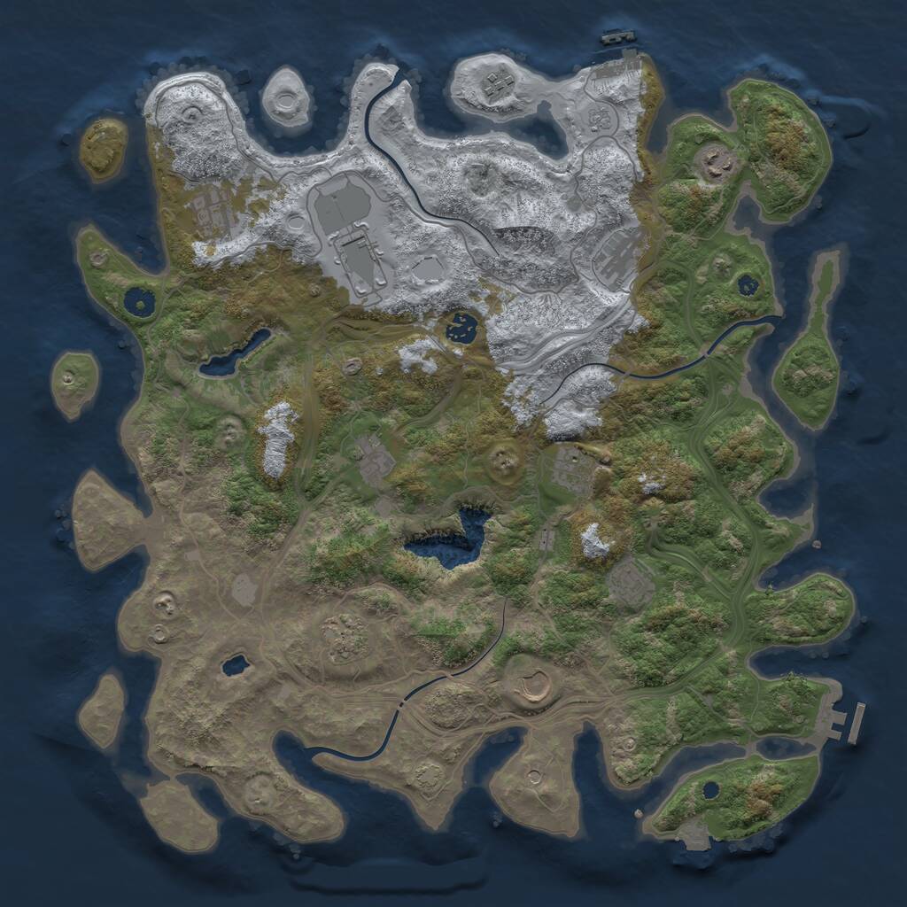 Rust Map: Procedural Map, Size: 4400, Seed: 51147390, 17 Monuments