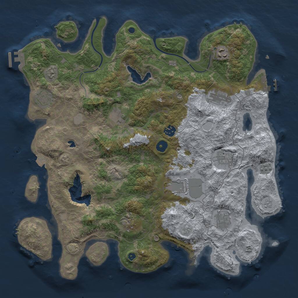 Rust Map: Procedural Map, Size: 4000, Seed: 60959672, 16 Monuments