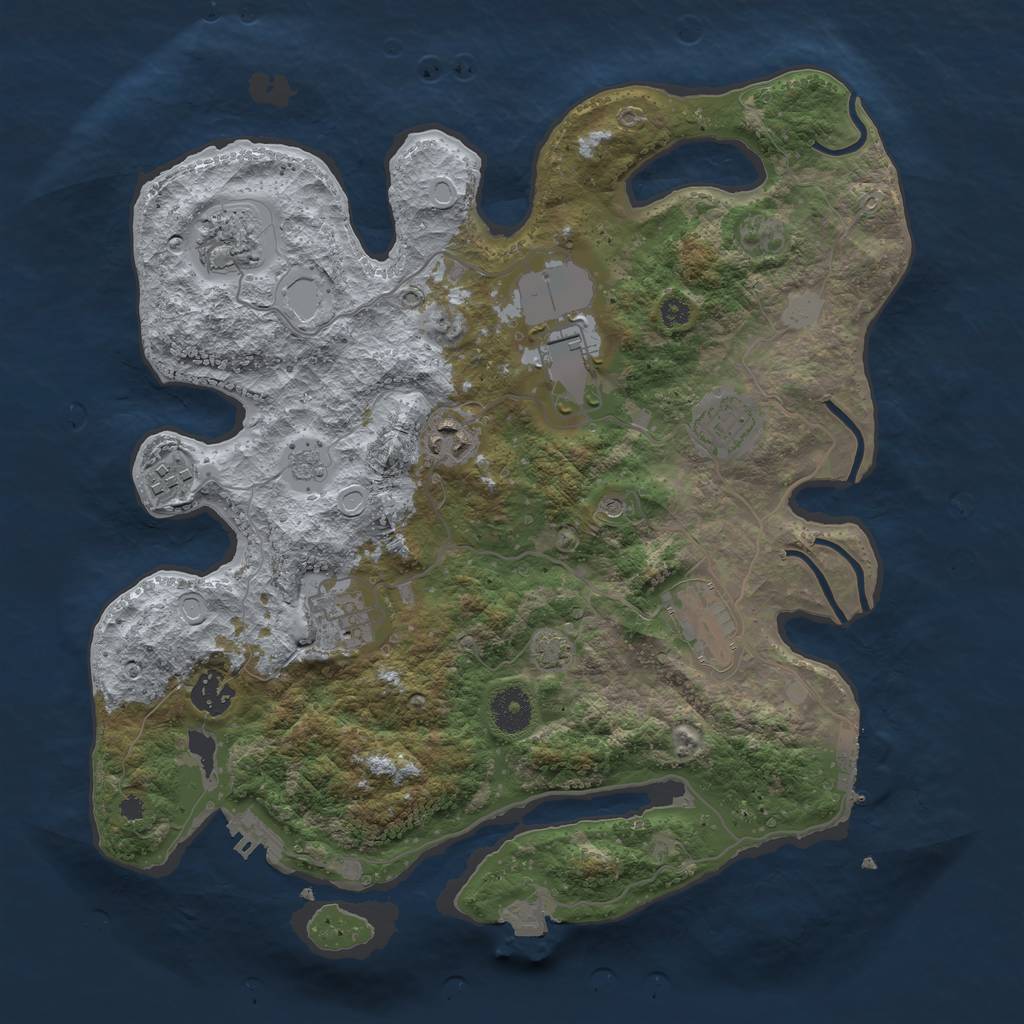 Rust Map: Procedural Map, Size: 3600, Seed: 14565778, 16 Monuments
