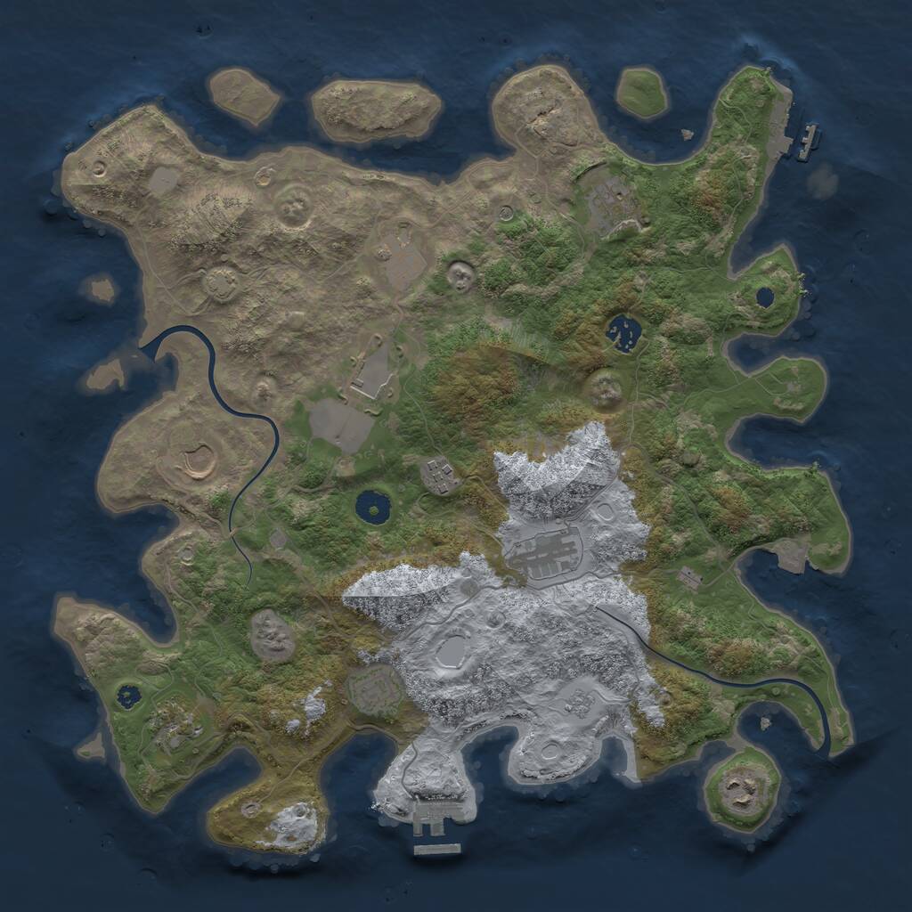 Rust Map: Procedural Map, Size: 3950, Seed: 42262526, 16 Monuments