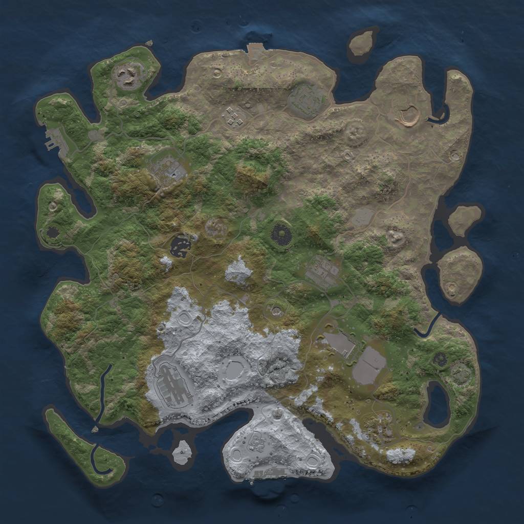 Rust Map: Procedural Map, Size: 3750, Seed: 67458883, 18 Monuments