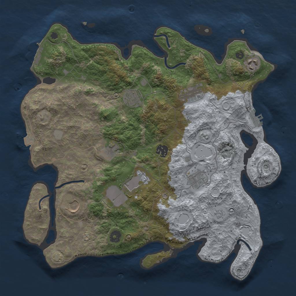 Rust Map: Procedural Map, Size: 3650, Seed: 33896000, 16 Monuments