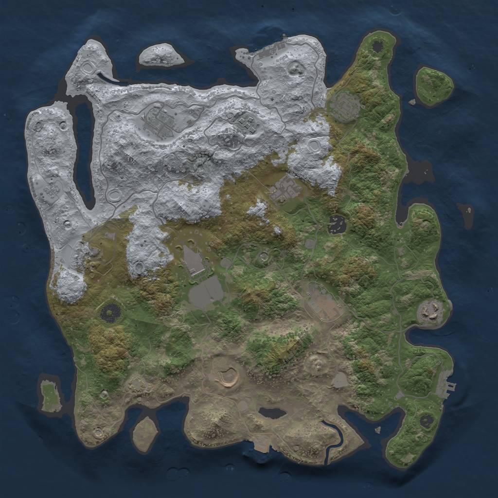Rust Map: Procedural Map, Size: 3800, Seed: 77958292, 18 Monuments