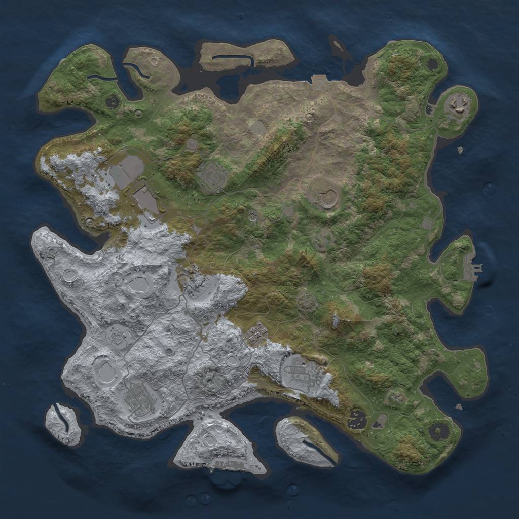 Rust Map: Procedural Map, Size: 3950, Seed: 8753594, 17 Monuments