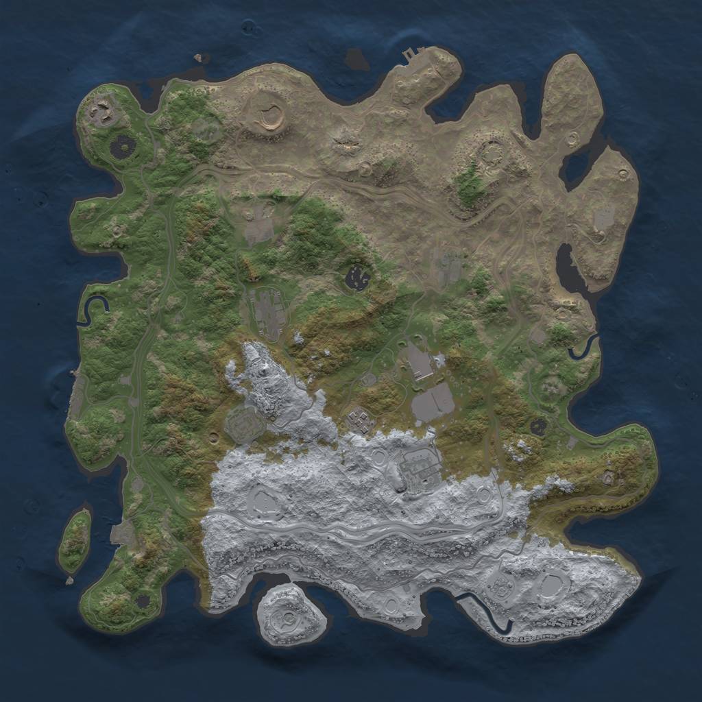 Rust Map: Procedural Map, Size: 4250, Seed: 73951561, 18 Monuments