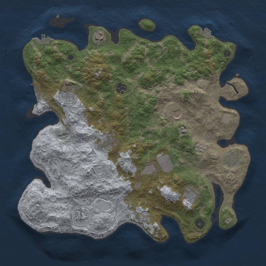 Rust Map: Procedural Map, Size: 3950, Seed: 68944563, 18 Monuments