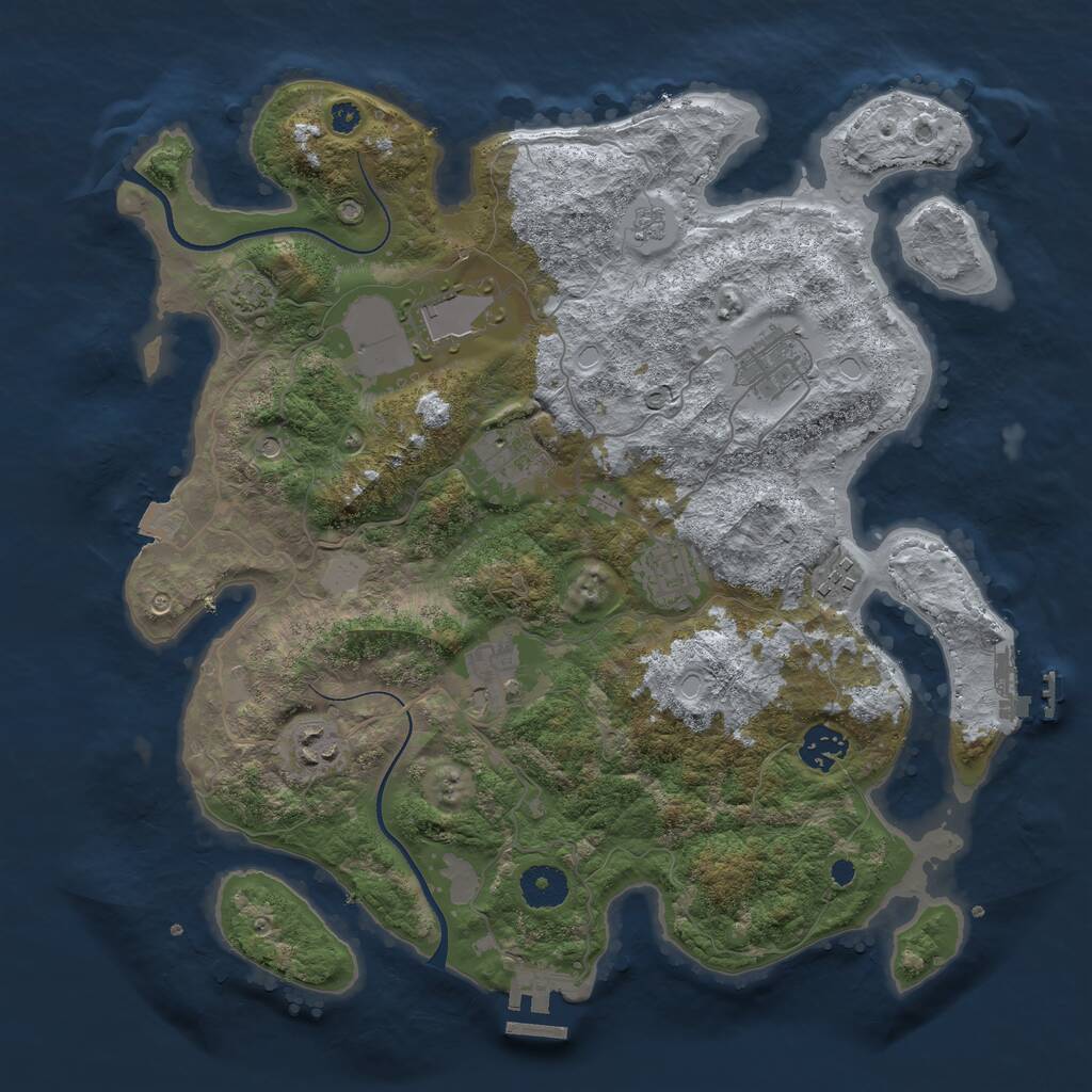Rust Map: Procedural Map, Size: 3600, Seed: 96934332, 14 Monuments