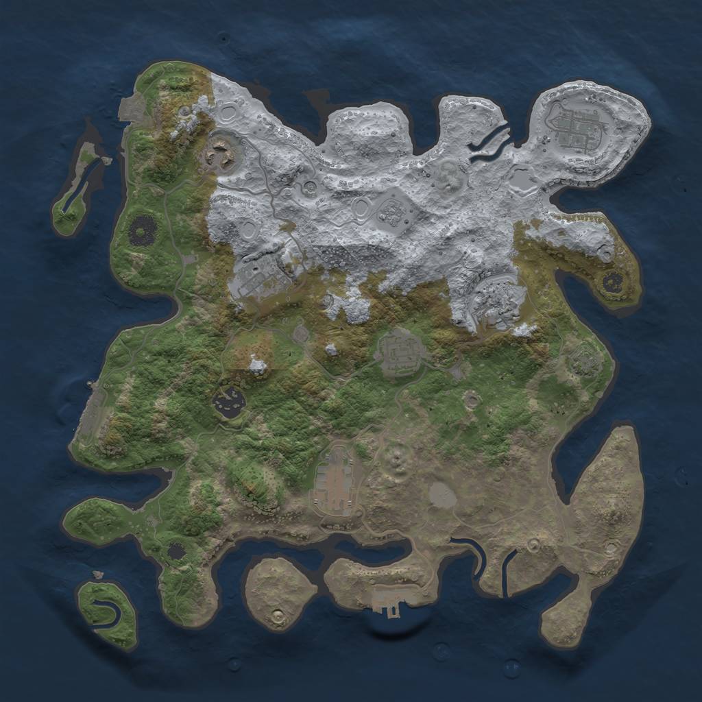 Rust Map: Procedural Map, Size: 3450, Seed: 52893531, 15 Monuments