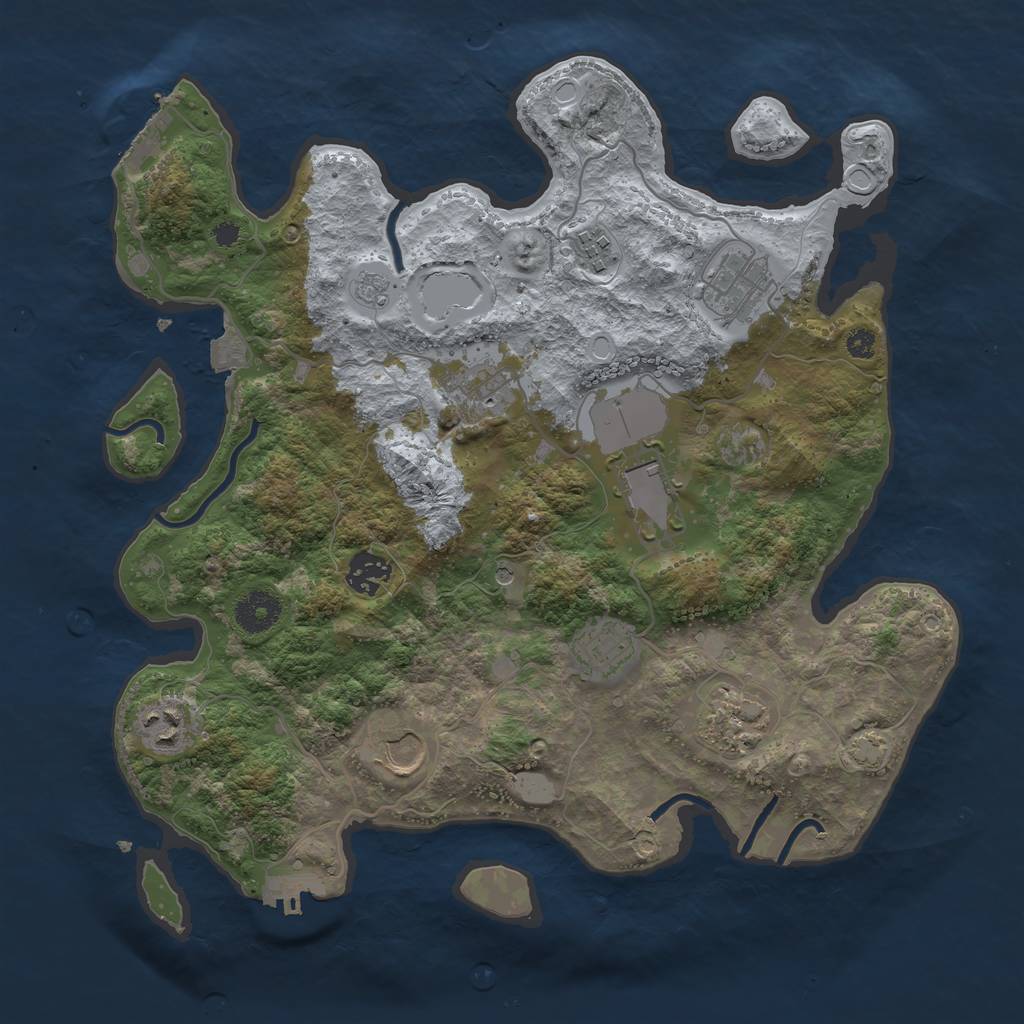 Rust Map: Procedural Map, Size: 3550, Seed: 23554574, 17 Monuments