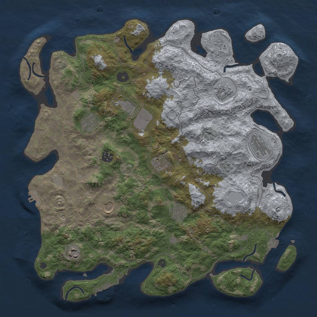 Rust Map: Procedural Map, Size: 4100, Seed: 23985457, 18 Monuments