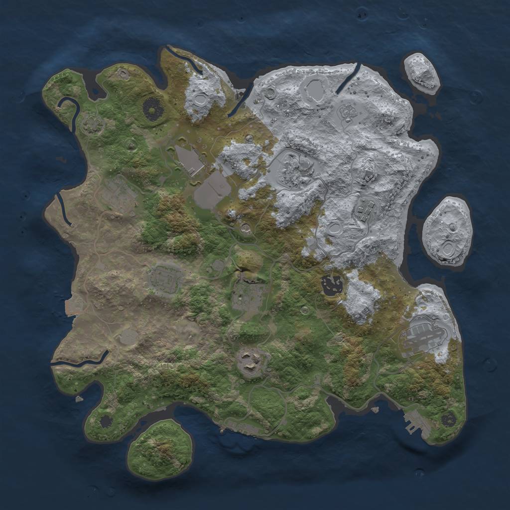 Rust Map: Procedural Map, Size: 3500, Seed: 21053806, 17 Monuments