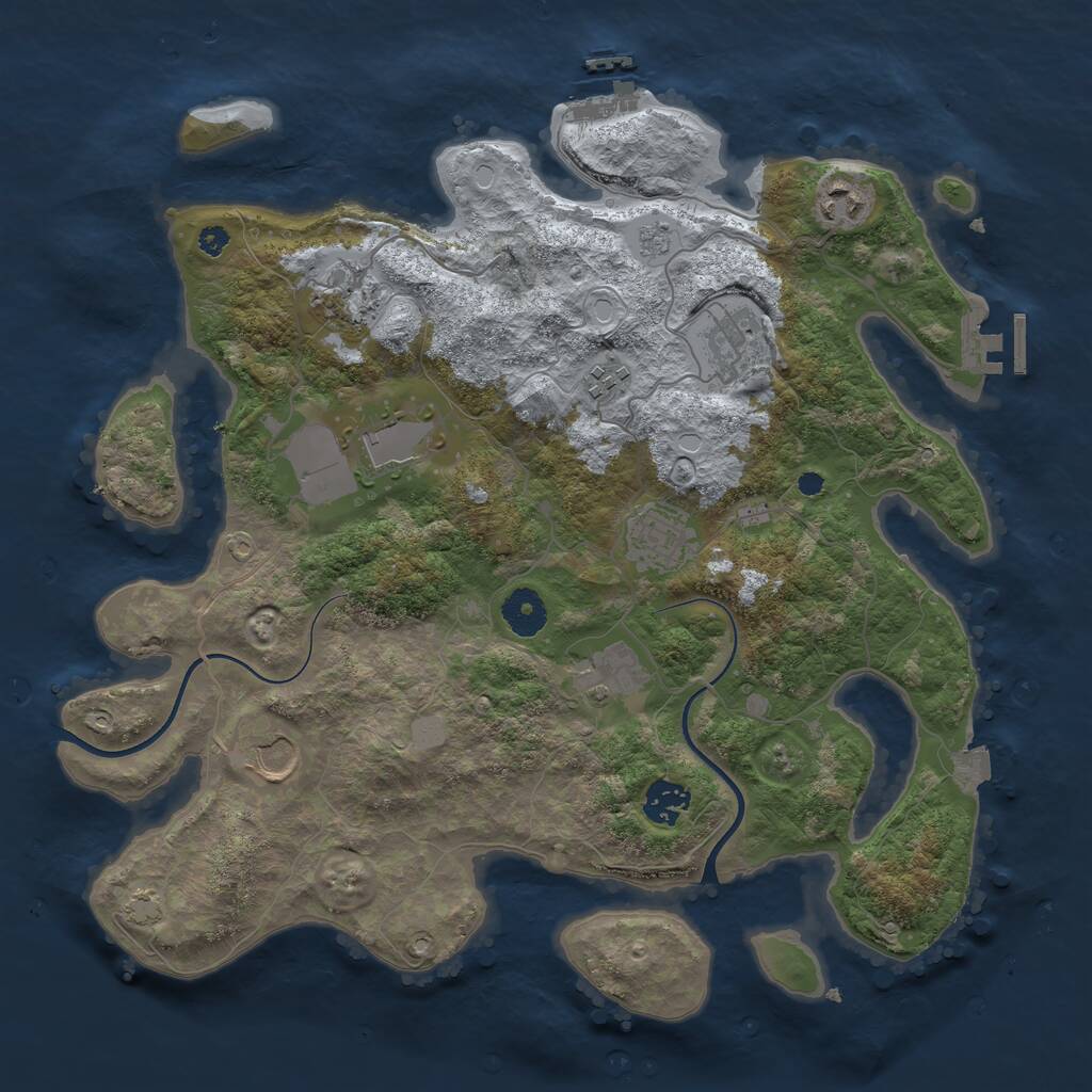 Rust Map: Procedural Map, Size: 3650, Seed: 85939741, 14 Monuments