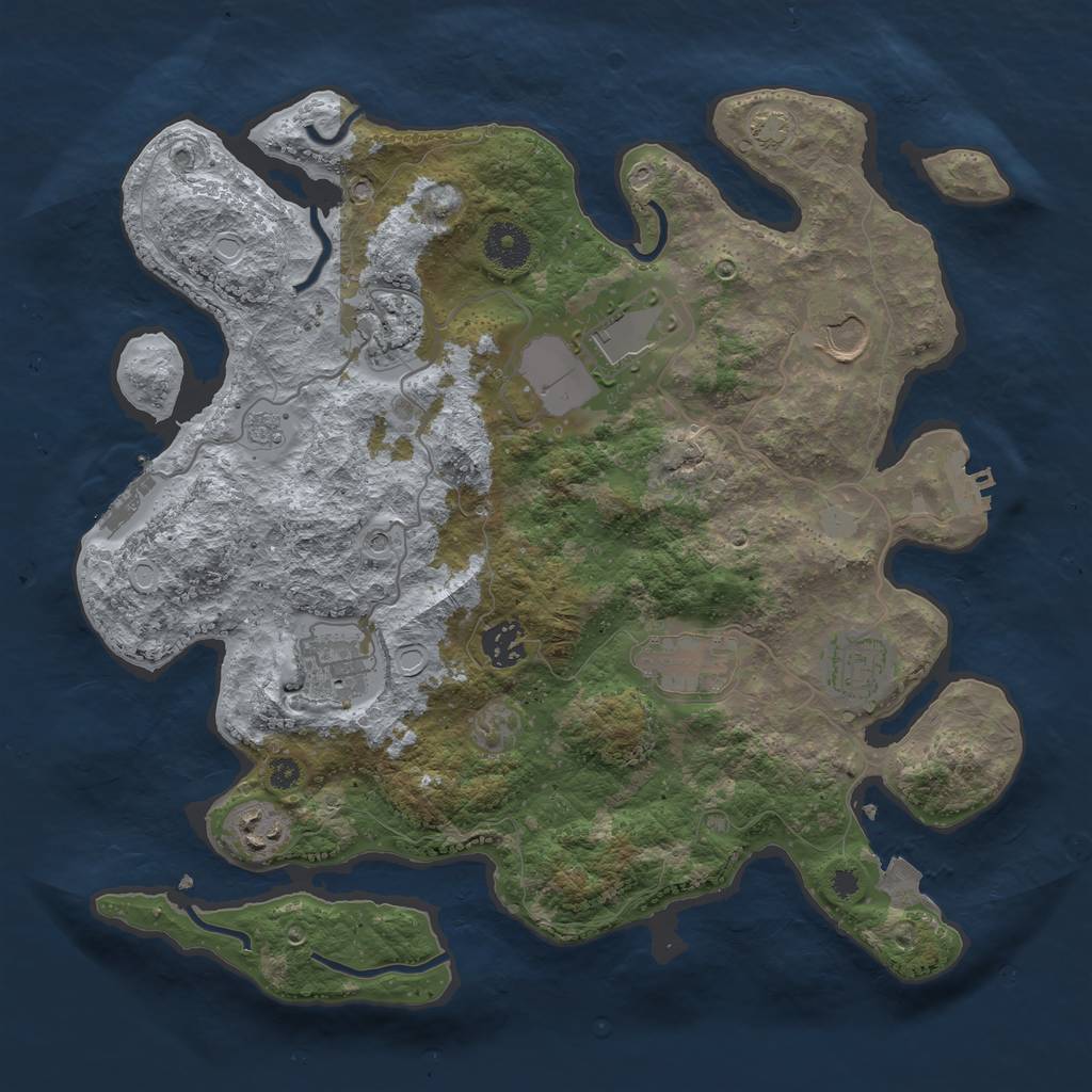 Rust Map: Procedural Map, Size: 3550, Seed: 51646286, 16 Monuments