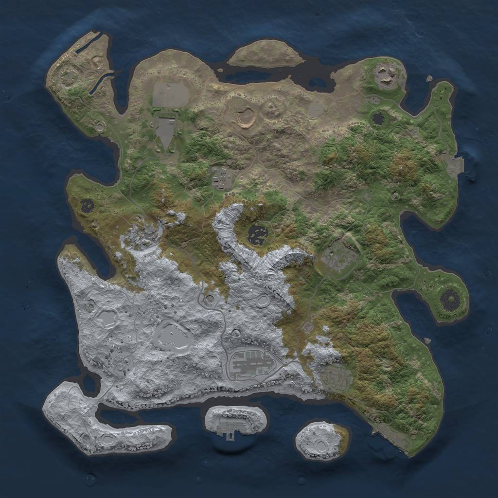 Rust Map: Procedural Map, Size: 3650, Seed: 44393793, 17 Monuments