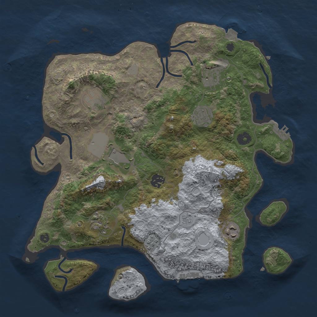 Rust Map: Procedural Map, Size: 3550, Seed: 35309442, 16 Monuments