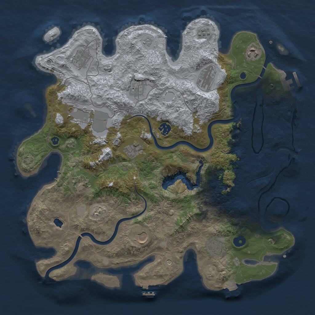 Rust Map: Procedural Map, Size: 4000, Seed: 88362561, 17 Monuments
