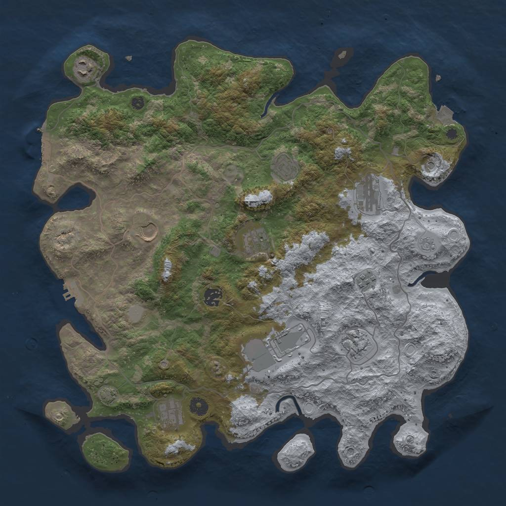 Rust Map: Procedural Map, Size: 4100, Seed: 51124394, 18 Monuments