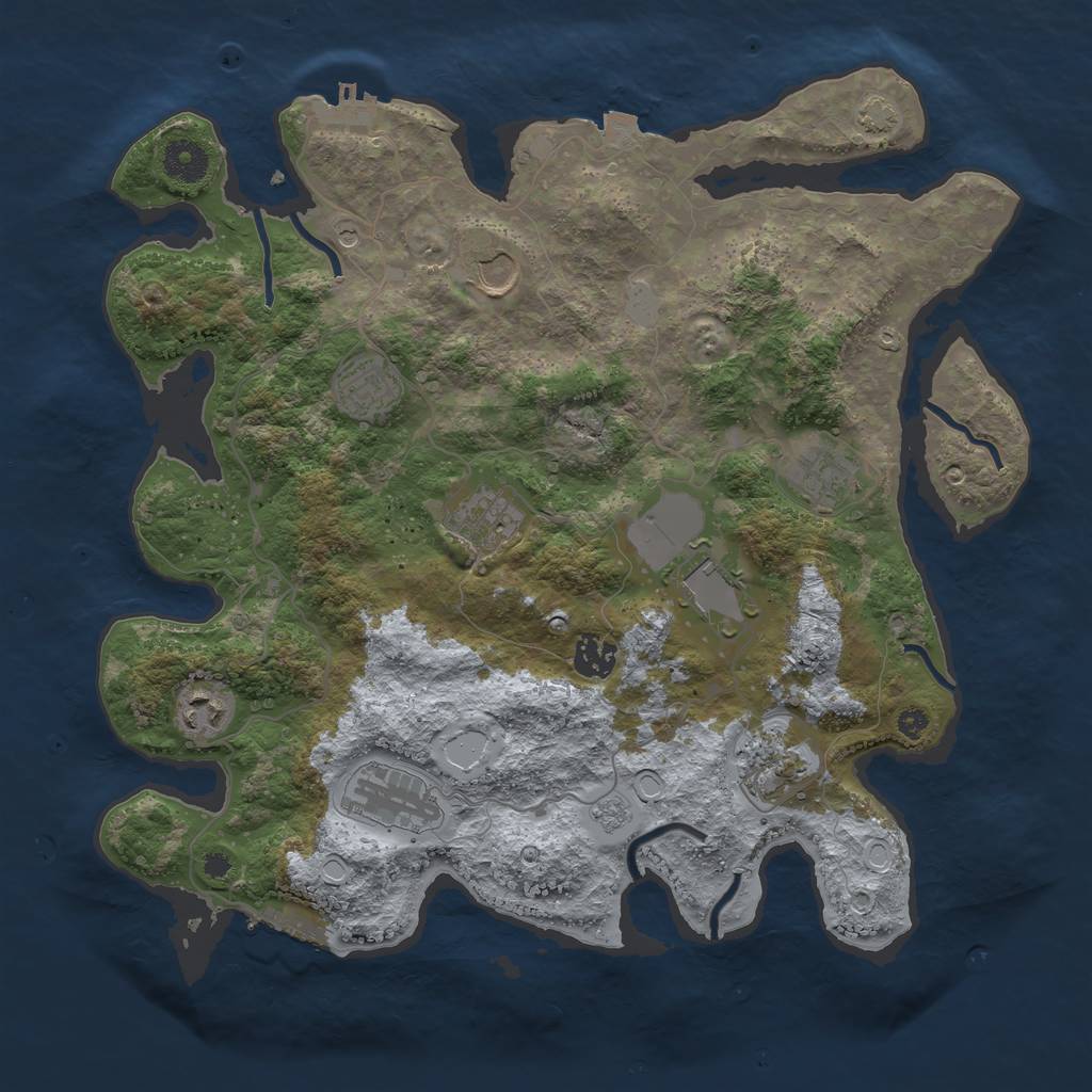 Rust Map: Procedural Map, Size: 3700, Seed: 37145196, 17 Monuments