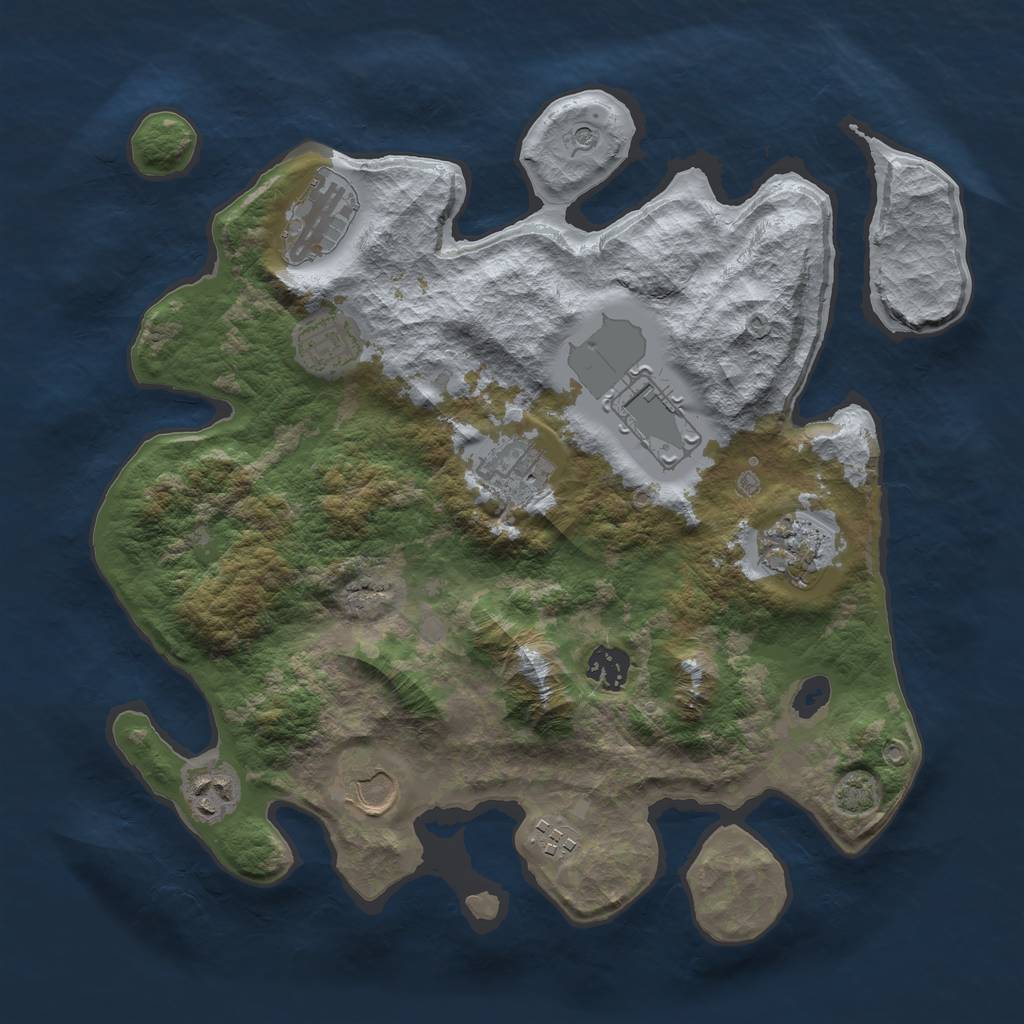 Rust Map: Barren, Size: 3500, Seed: 64342693, 13 Monuments