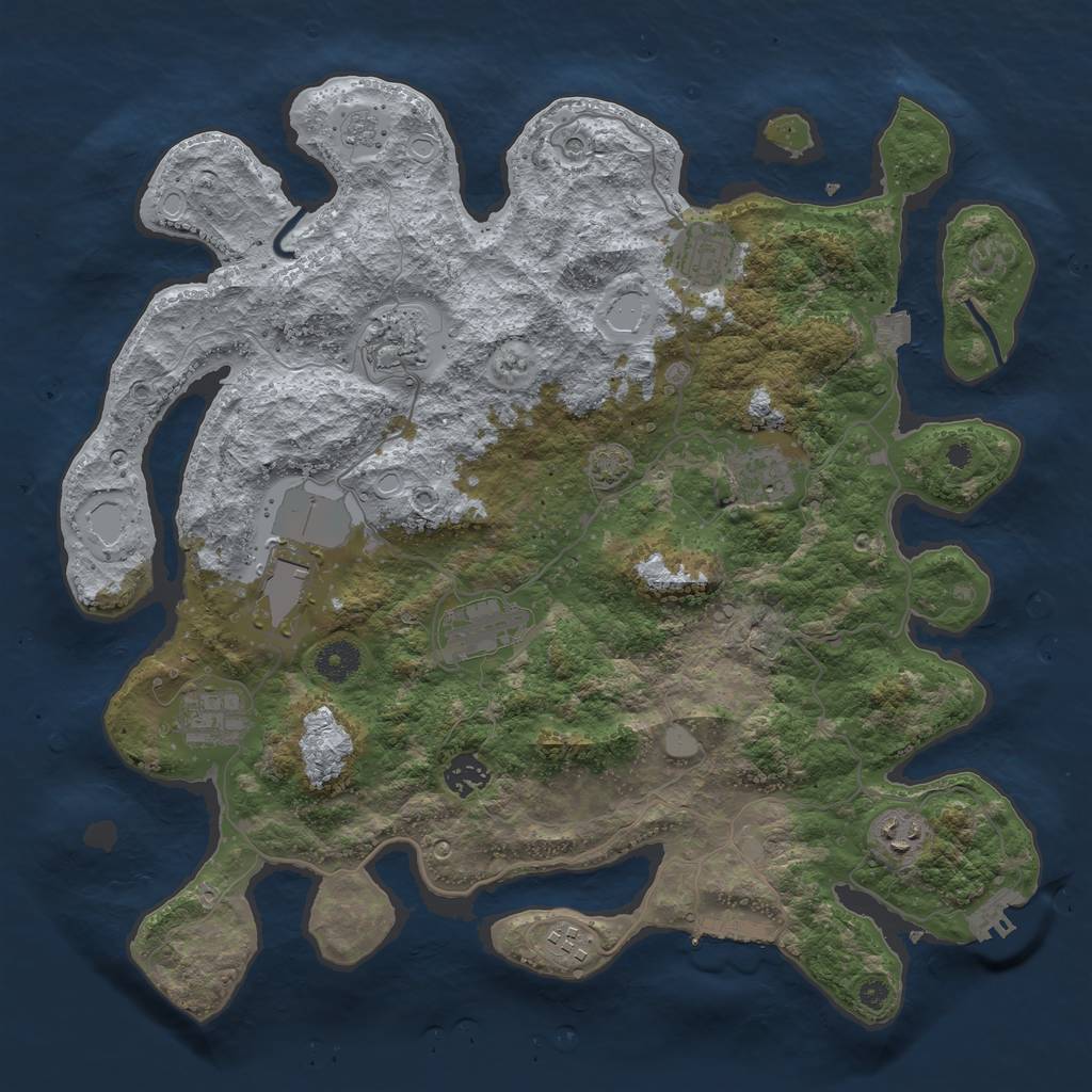 Rust Map: Procedural Map, Size: 3850, Seed: 35471117, 17 Monuments