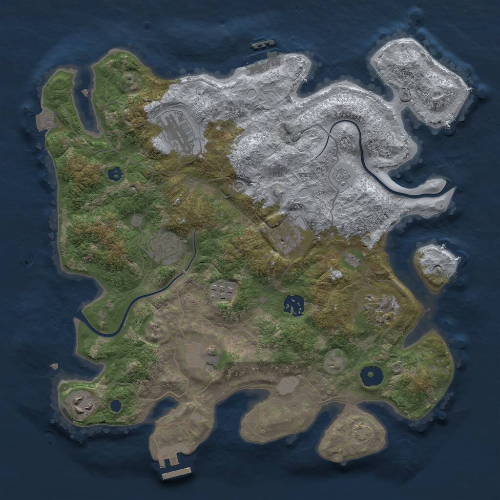 Rust Map: Procedural Map, Size: 3450, Seed: 46002590, 14 Monuments
