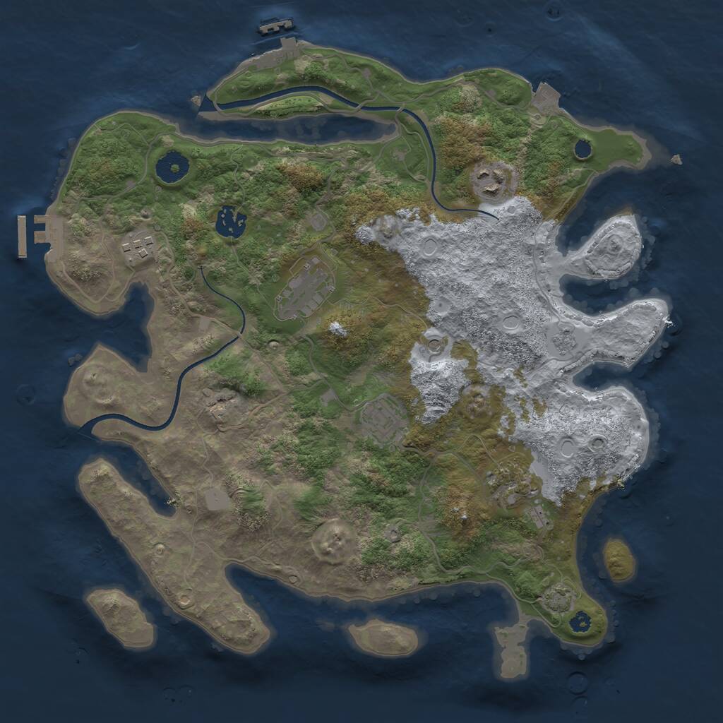 Rust Map: Procedural Map, Size: 3450, Seed: 85344156, 12 Monuments