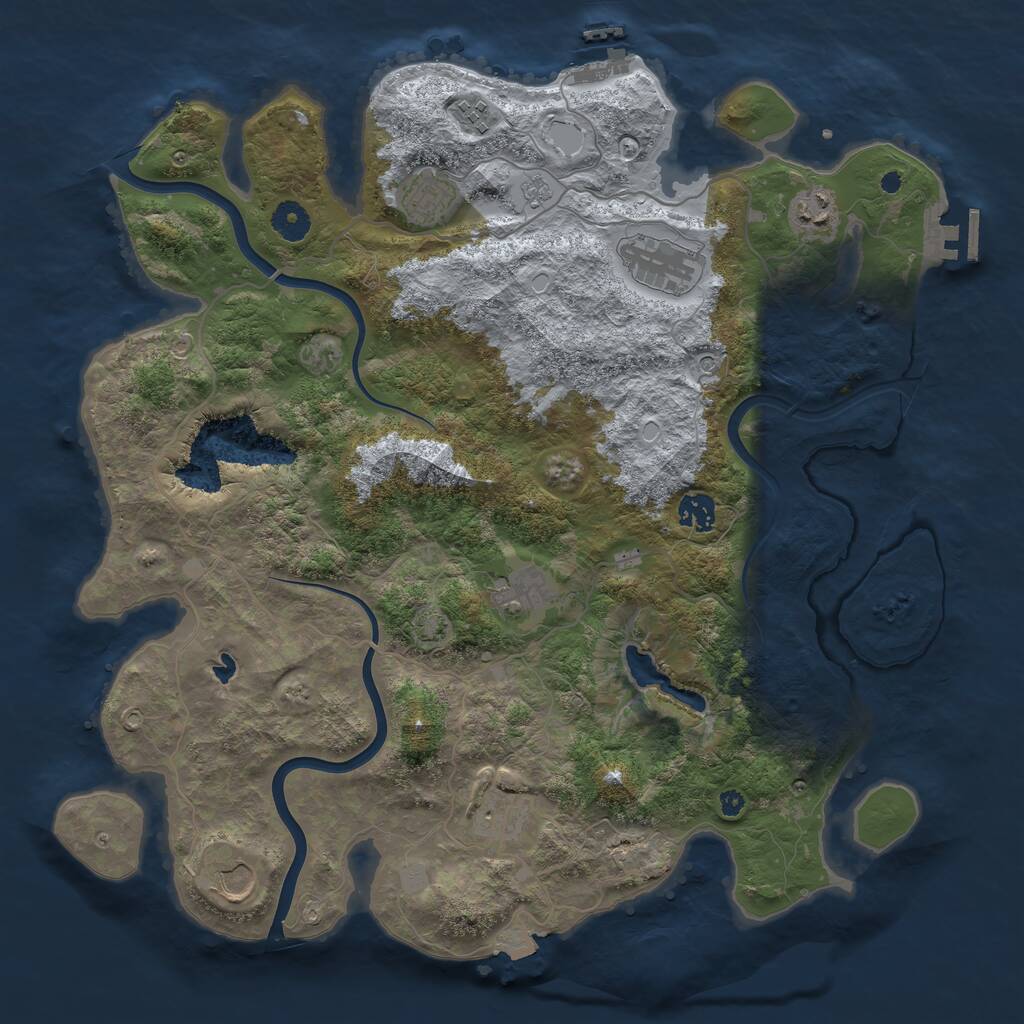 Rust Map: Procedural Map, Size: 4000, Seed: 50405, 14 Monuments