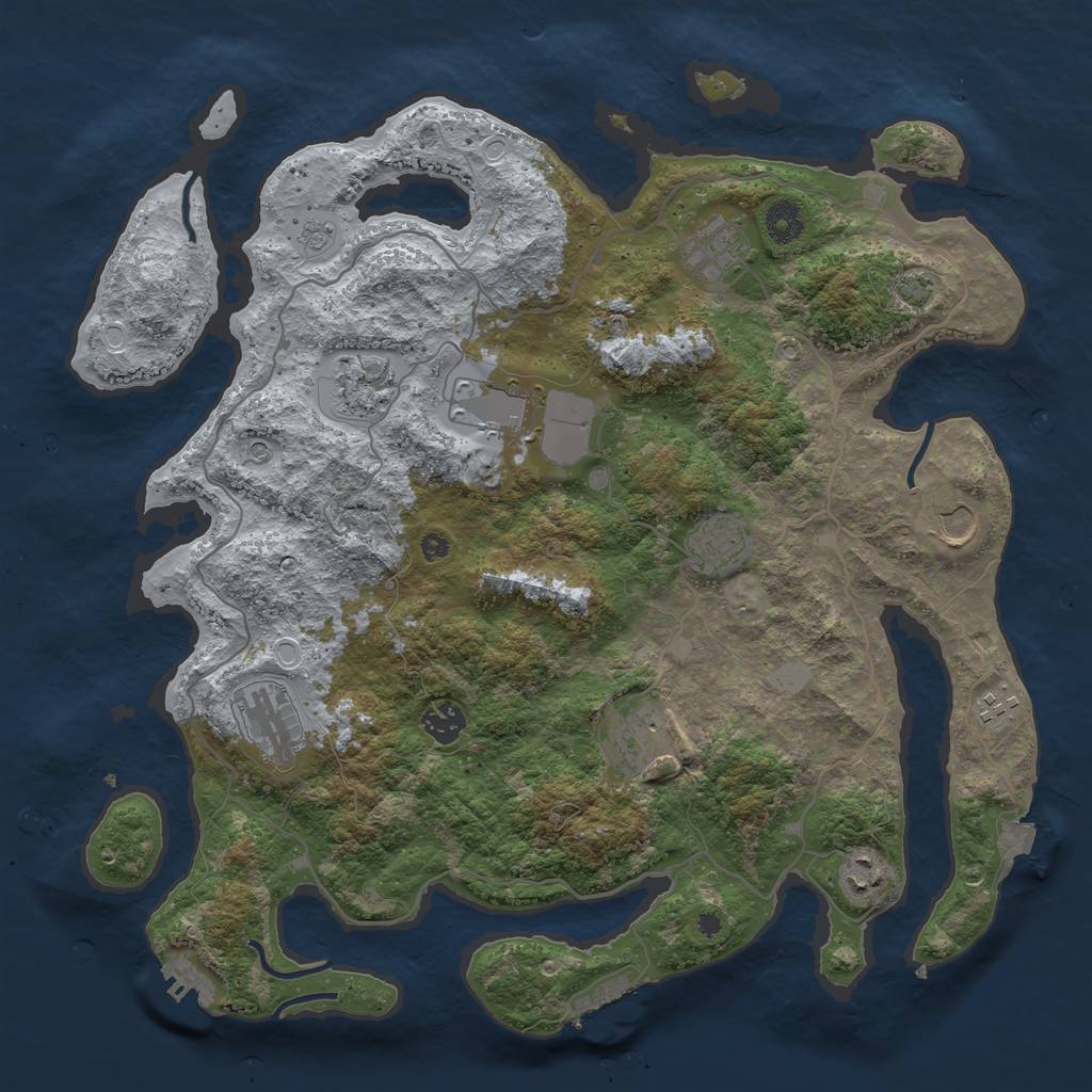 Rust Map: Procedural Map, Size: 4000, Seed: 69465187, 18 Monuments