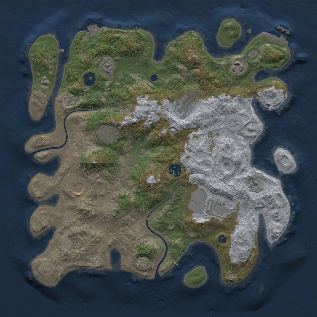 Rust Map: Procedural Map, Size: 3650, Seed: 60418135, 12 Monuments