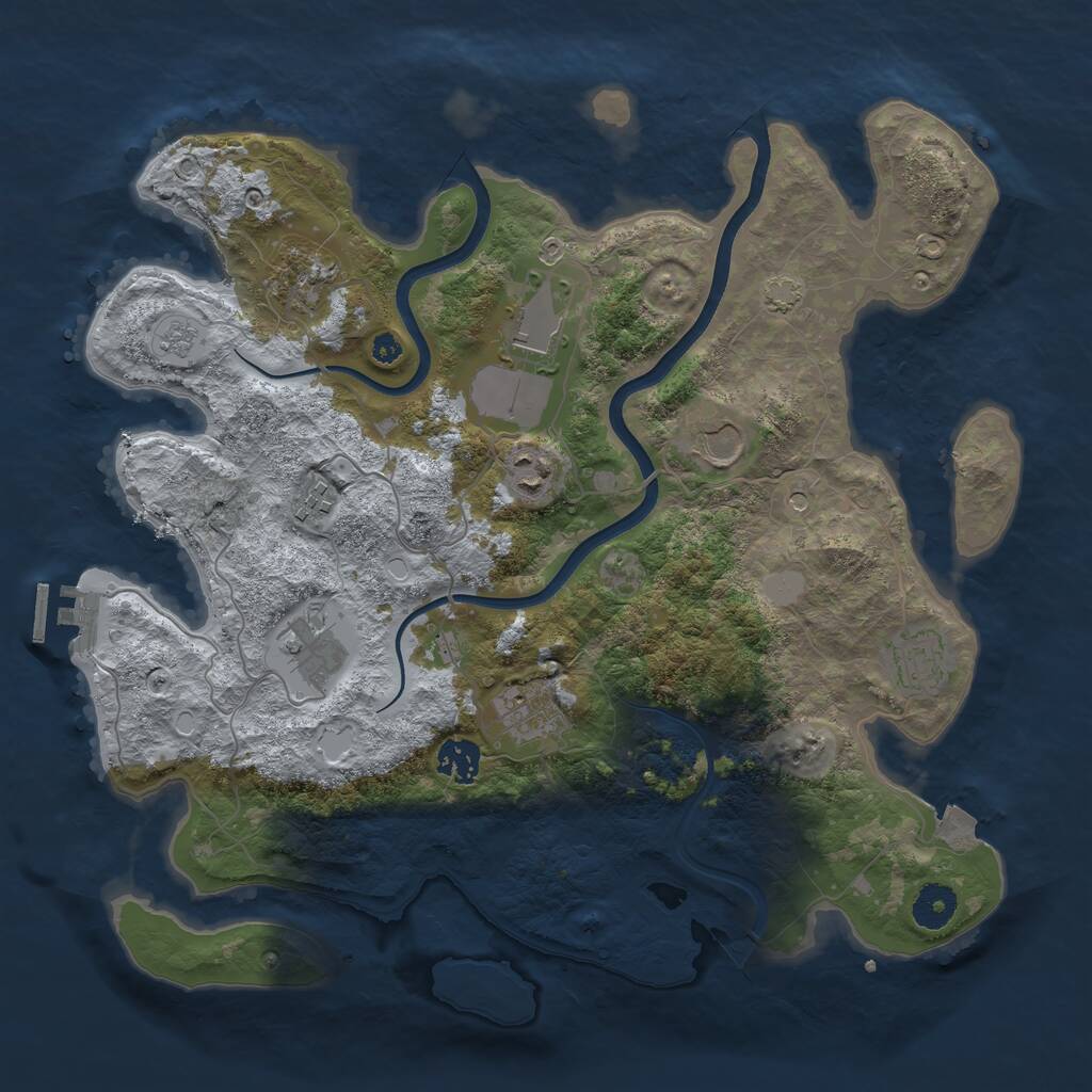 Rust Map: Procedural Map, Size: 3700, Seed: 44271674, 14 Monuments