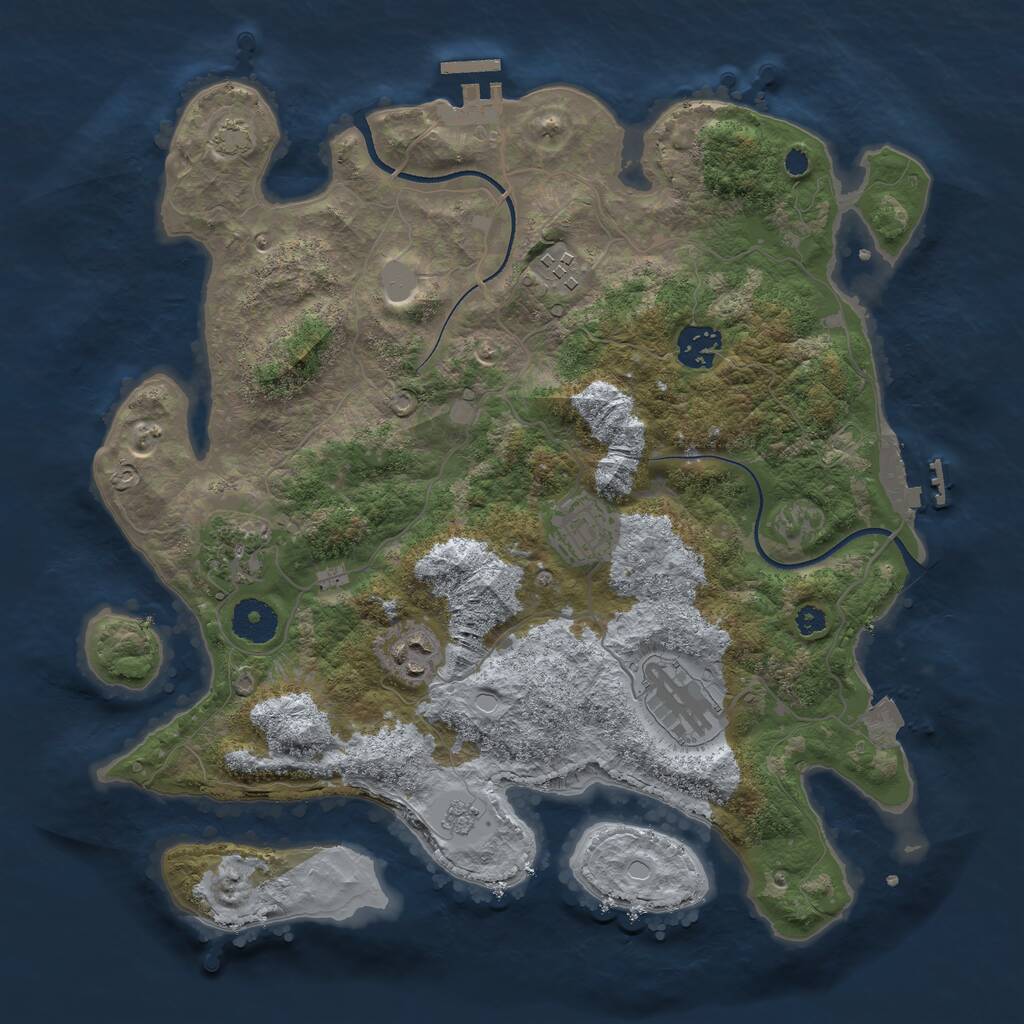 Rust Map: Procedural Map, Size: 3450, Seed: 60540413, 11 Monuments