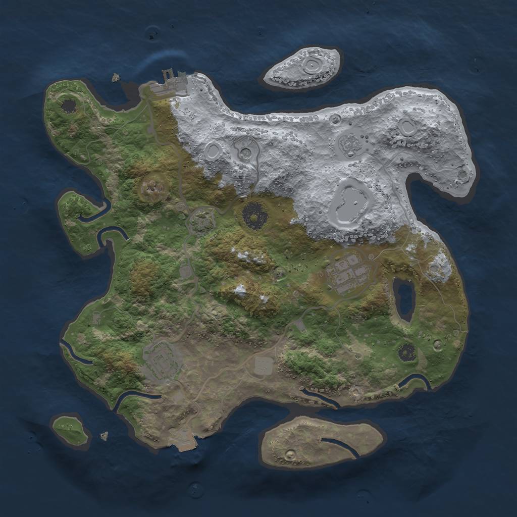 Rust Map: Procedural Map, Size: 3000, Seed: 1337159, 9 Monuments
