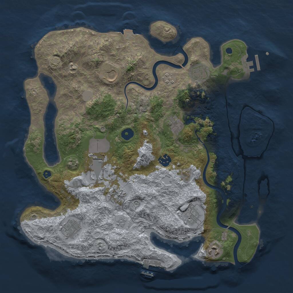 Rust Map: Procedural Map, Size: 3700, Seed: 58747448, 16 Monuments