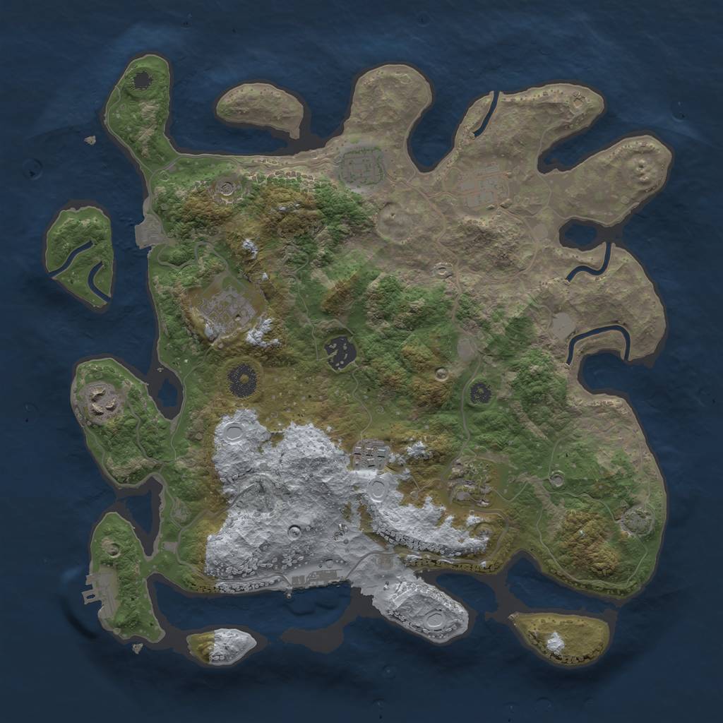 Rust Map: Procedural Map, Size: 3450, Seed: 15477067, 14 Monuments