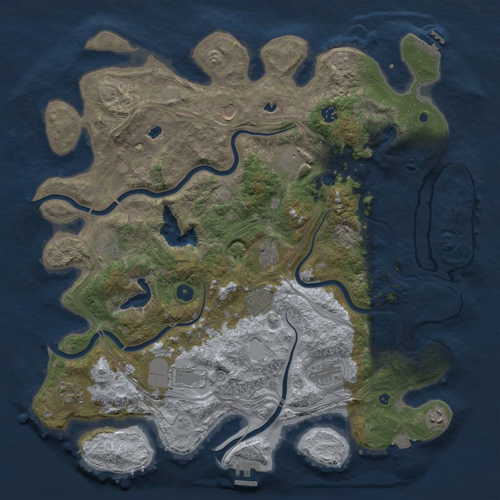 Rust Map: Procedural Map, Size: 4500, Seed: 1905184827, 17 Monuments