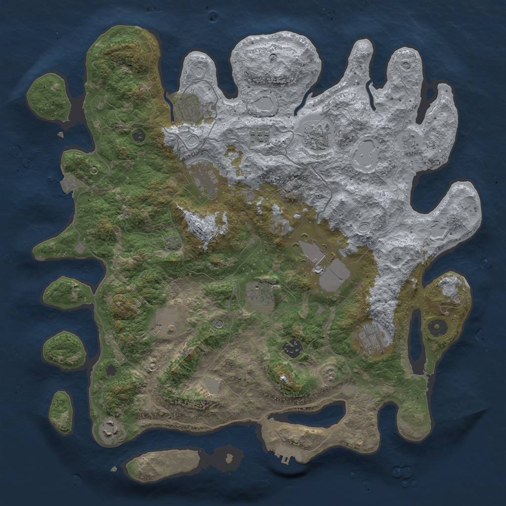 Rust Map: Procedural Map, Size: 4100, Seed: 85816647, 17 Monuments