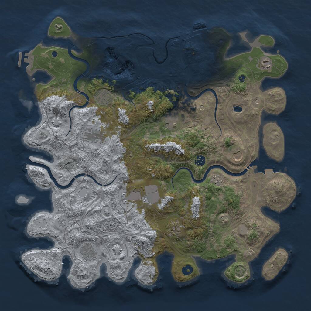 Rust Map: Procedural Map, Size: 4400, Seed: 50514273, 16 Monuments