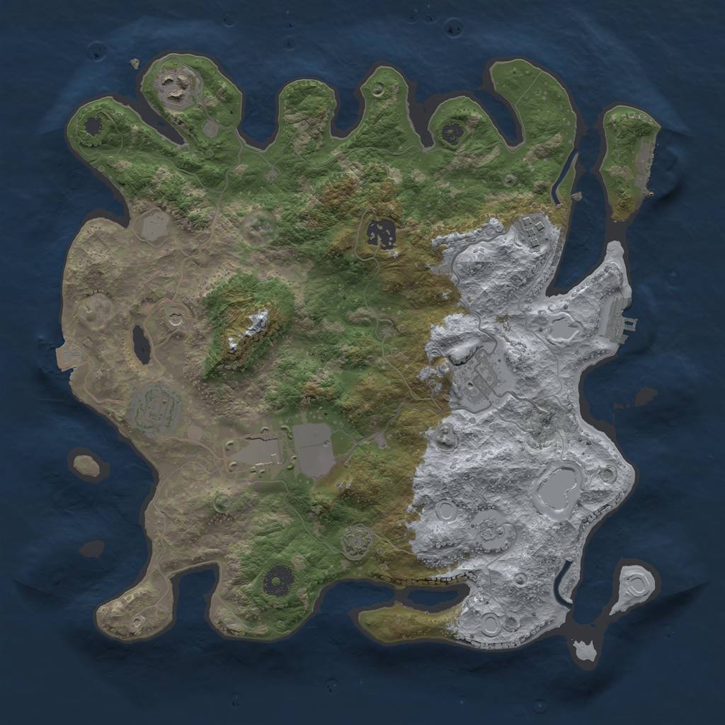 Rust Map: Procedural Map, Size: 3500, Seed: 11955728, 14 Monuments