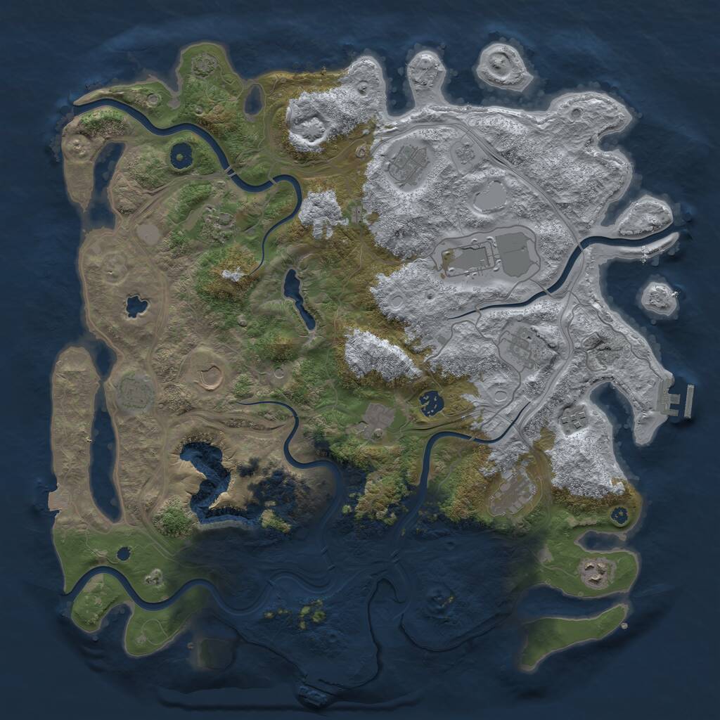 Rust Map: Procedural Map, Size: 4400, Seed: 58252326, 17 Monuments
