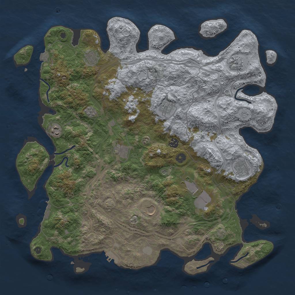 Rust Map: Procedural Map, Size: 4450, Seed: 72552341, 18 Monuments