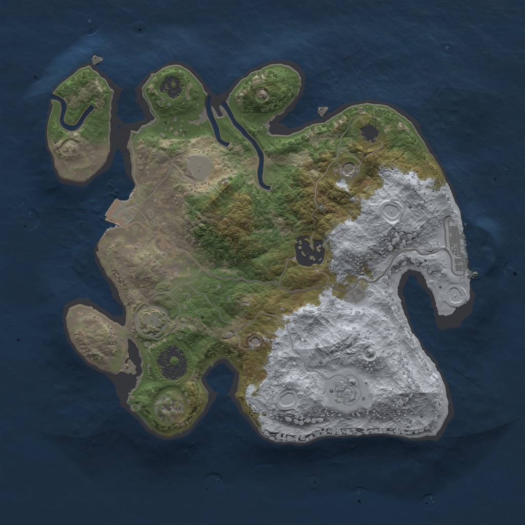 Rust Map: Procedural Map, Size: 2500, Seed: 422055993, 8 Monuments
