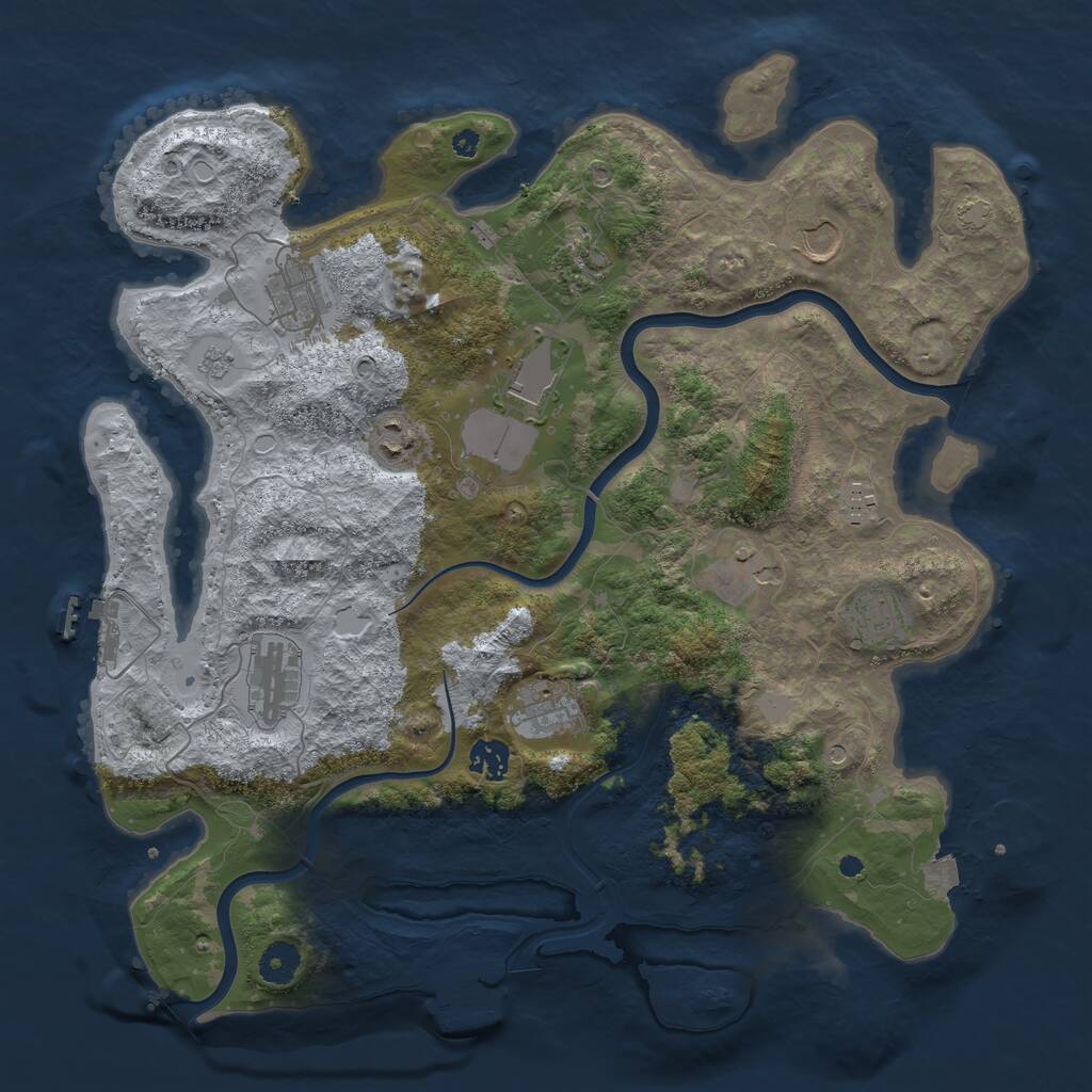 Rust Map: Procedural Map, Size: 3950, Seed: 50547220, 17 Monuments